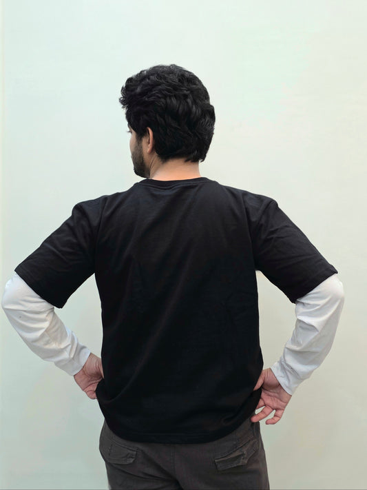 Black and White Full Sleeve Heavy Weight T-shirt