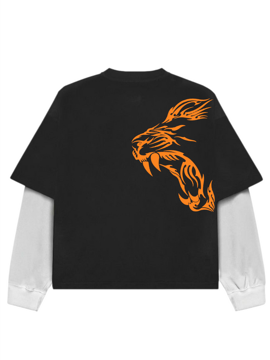 LION SCRATCH B&W Long Sleeve Heavy Weight T-shirt