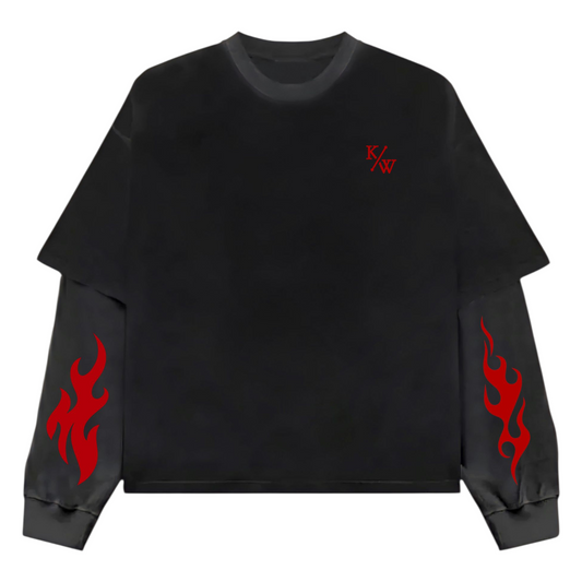 FIRE ON HAND B&G Long Sleeve Heavy Weight T-shirt