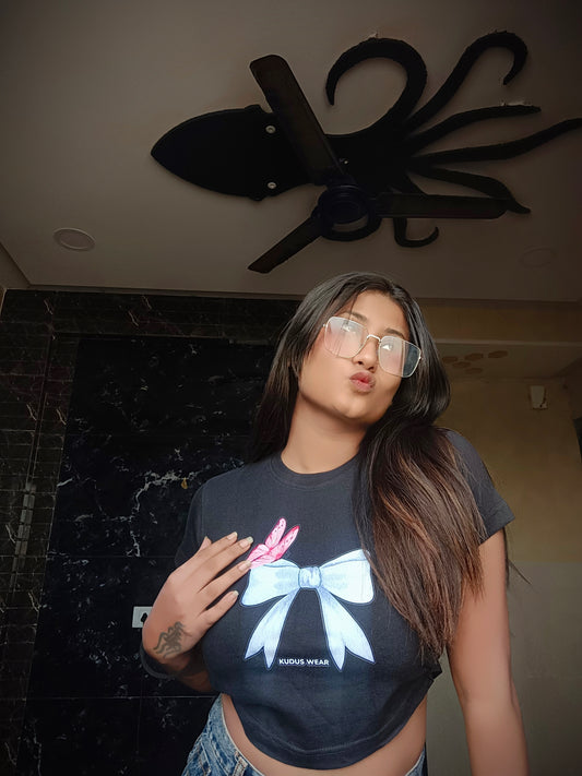 Ribbon Black Crop Top