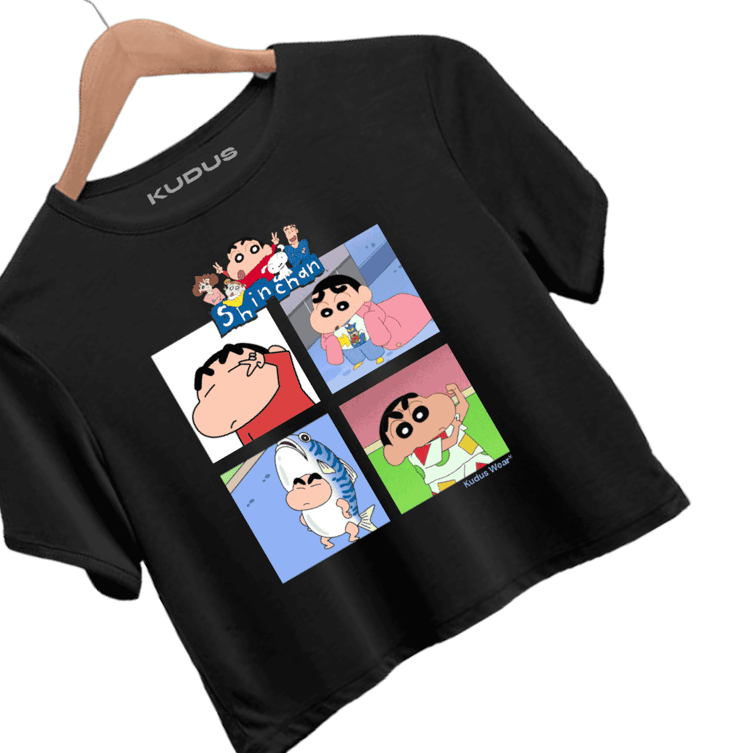 Shinchan Black Crop Top