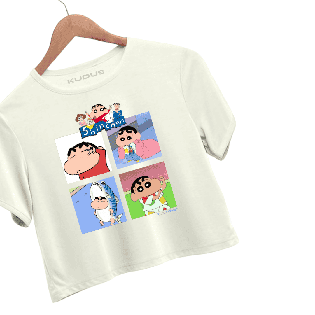 Shinchan White Crop Top