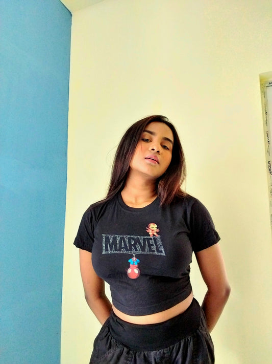 Marvel Black Crop Top