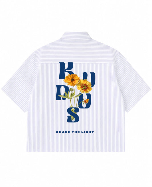 Blue Striped Oxford Boxy Shirt Back Design