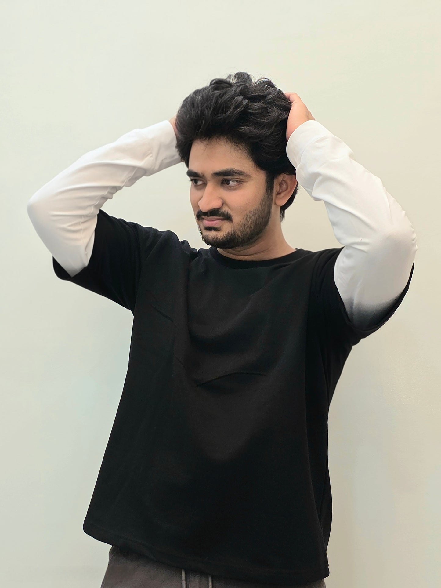 Black and White Full Sleeve Heavy Weight T-shirt