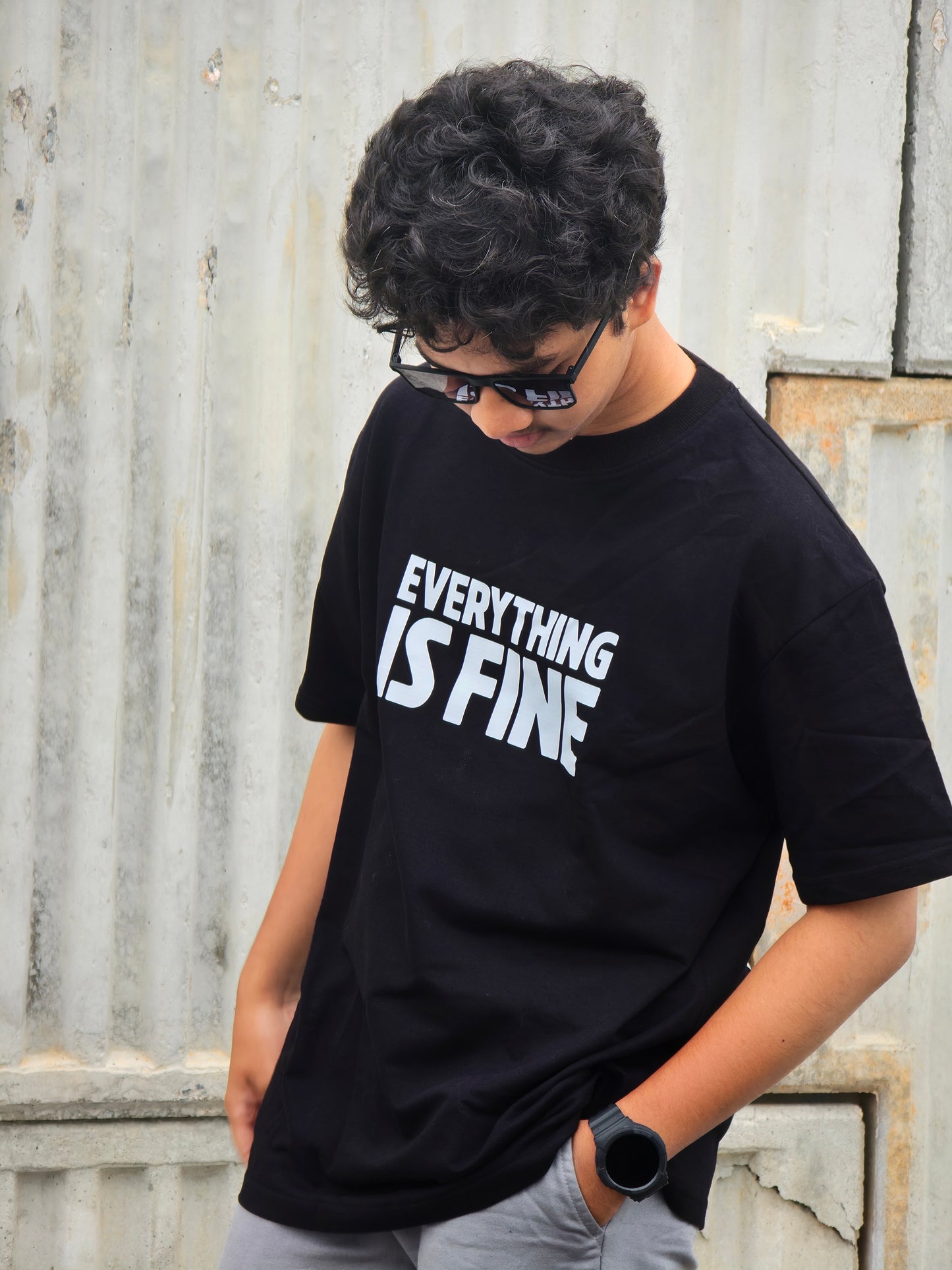 EVERYTHING IS FINE Heavy Weight Oversized T-shirt