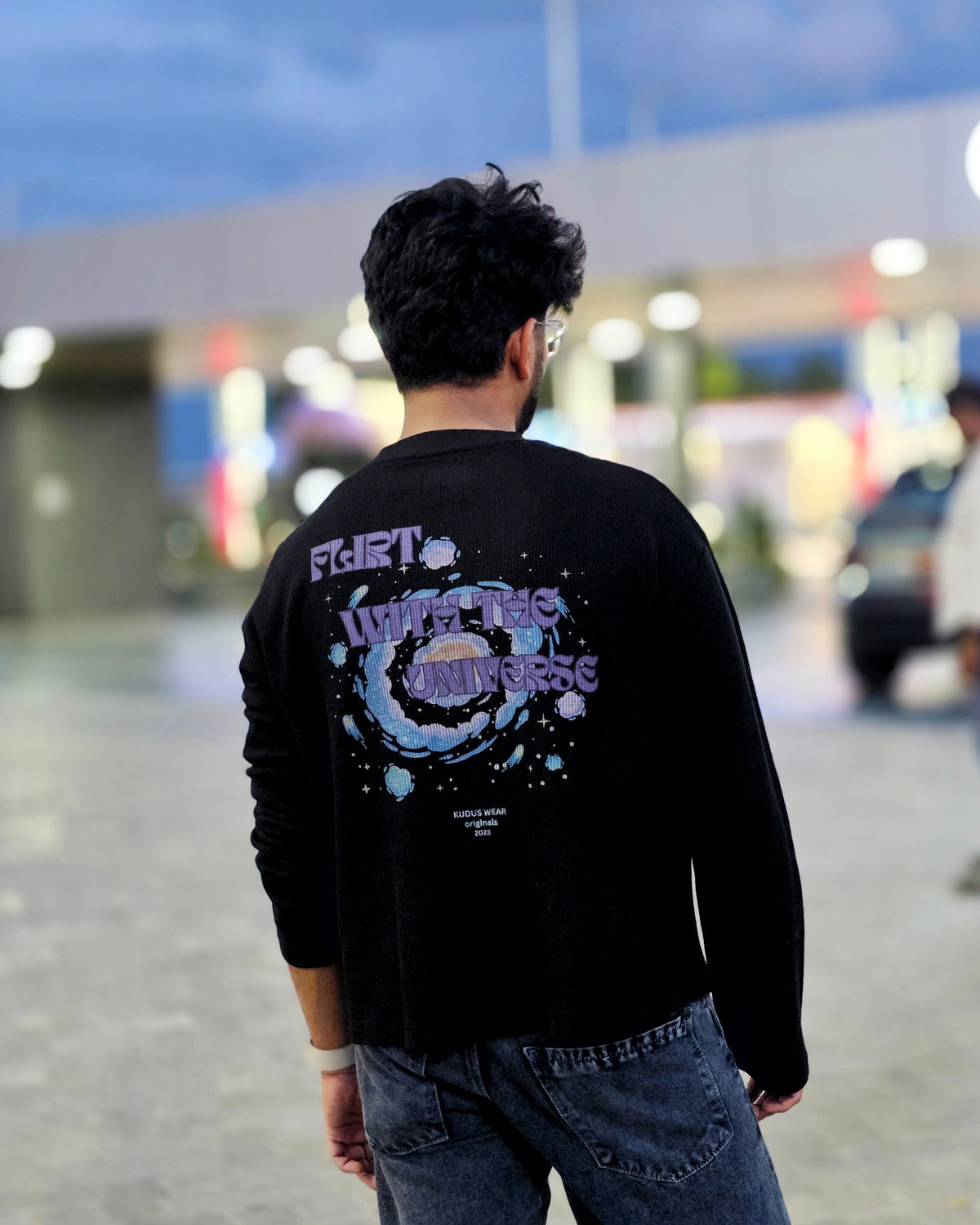 Flirt With the Universe Black Waffle Knit
