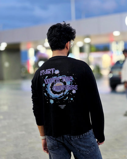 Flirt With the Universe Black Waffle Knit