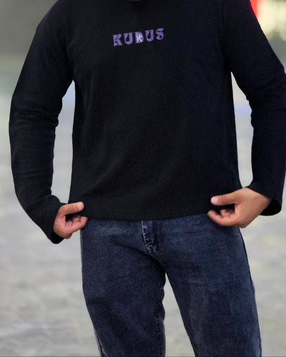 Flirt With the Universe Black Waffle Knit
