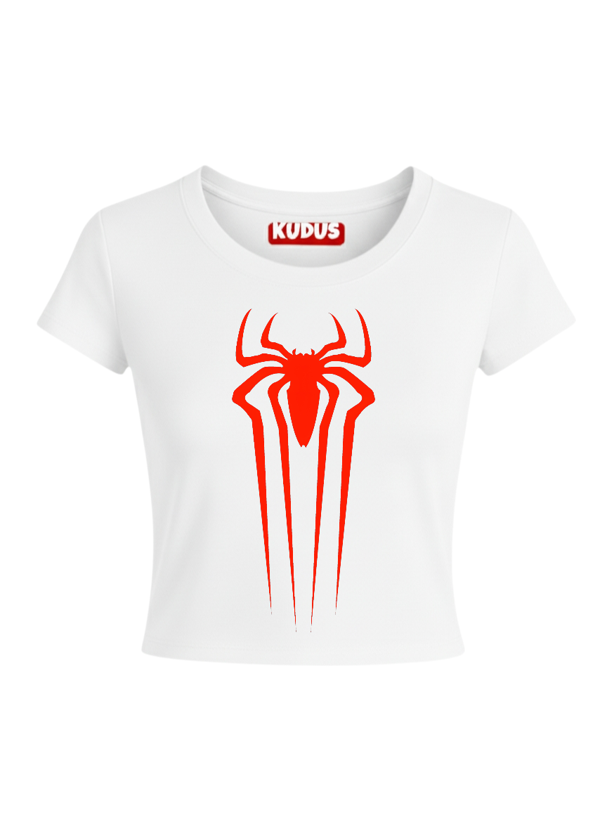Spider White Crop Top