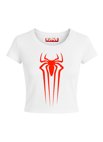 Spider White Crop Top
