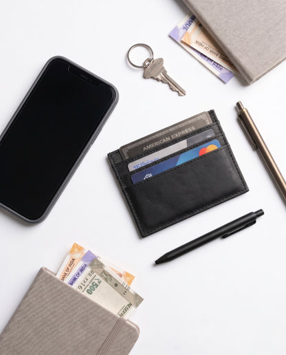 Genuine Leather - Black Card Holder