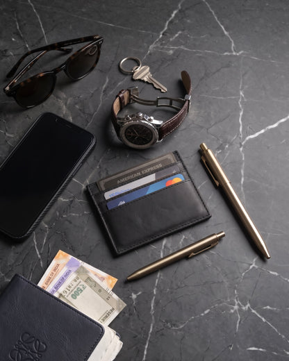 Genuine Leather - Black Card Holder
