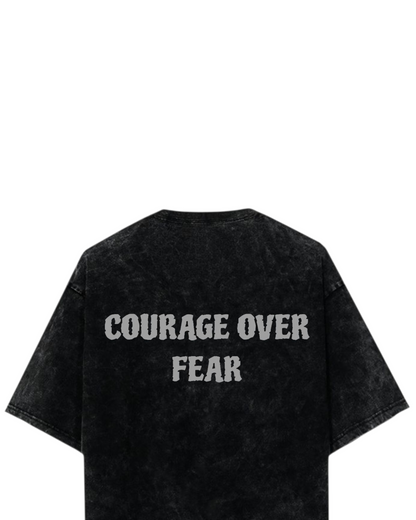 COURAGE OVER FEAR Acid Wash Ultrasoft Oversized T-shirt