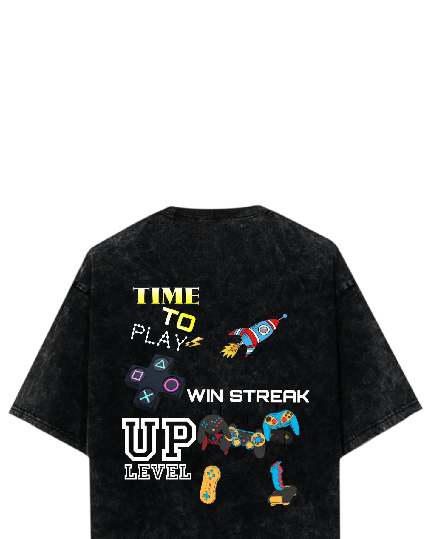 LEVEL UP Acid Wash Ultrasoft Oversized T-shirt