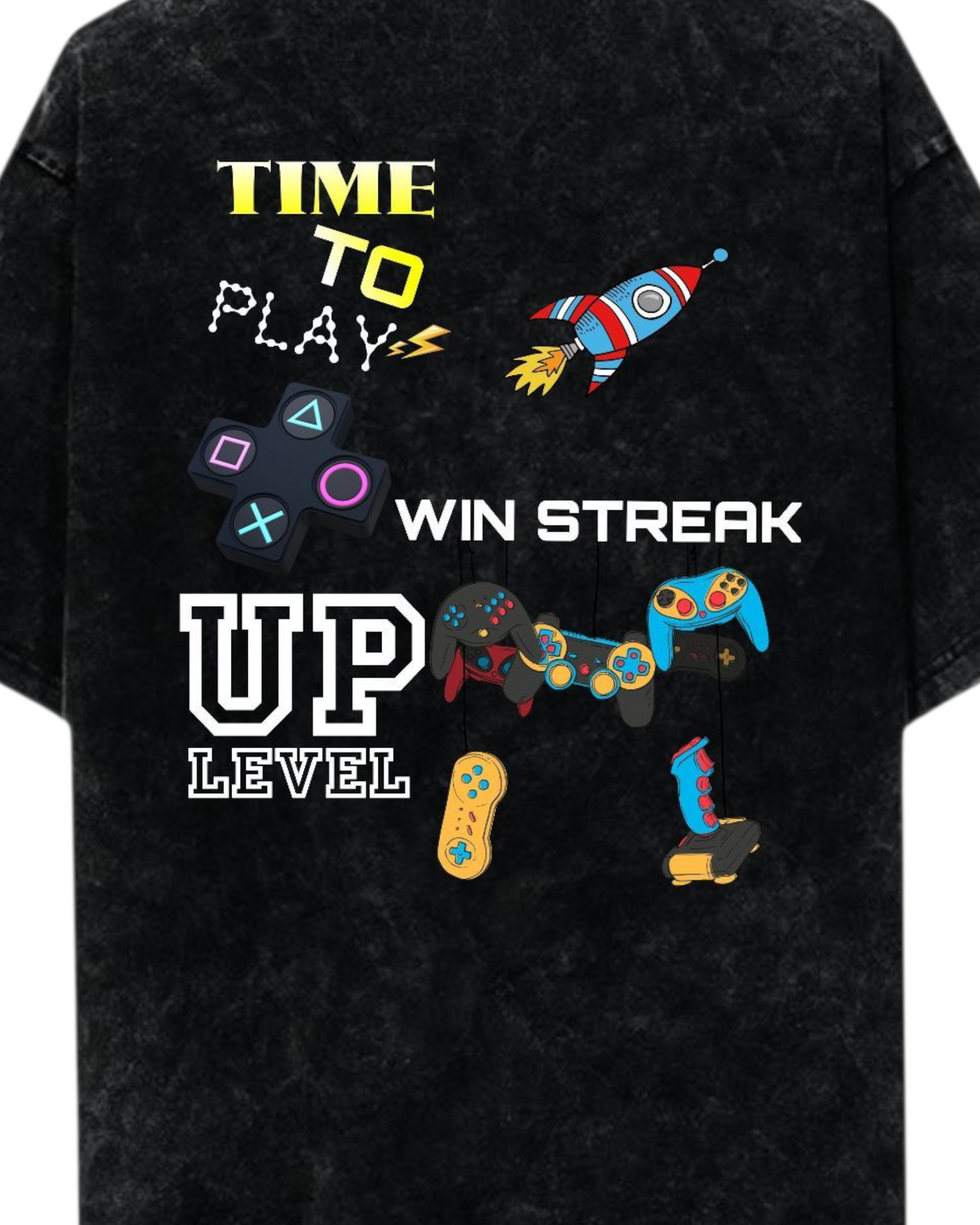 LEVEL UP Acid Wash Ultrasoft Oversized T-shirt