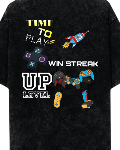 LEVEL UP Acid Wash Ultrasoft Oversized T-shirt