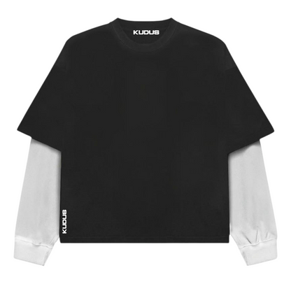 Black and White Full Sleeve Heavy Weight T-shirt