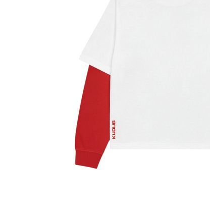 White and Red Full Sleeve Heavy Weight T-shirt