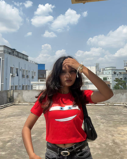 Race Car Eyes Red Baby Tee