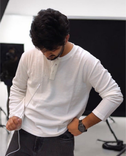 White Light Weight Henley Tee