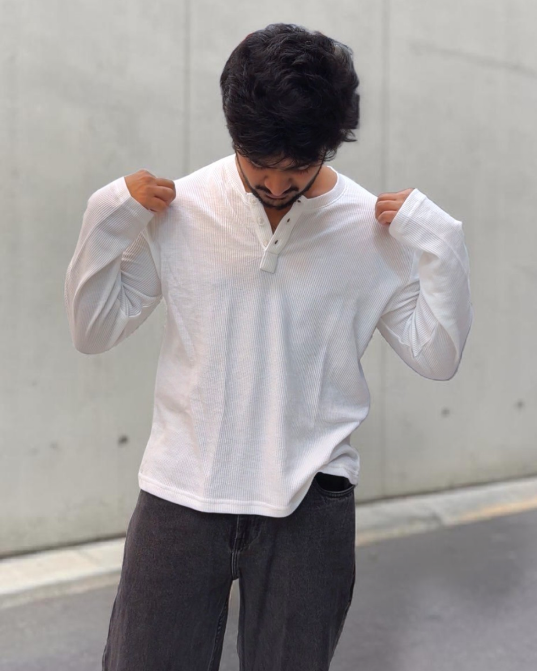 White Light Weight Henley Tee