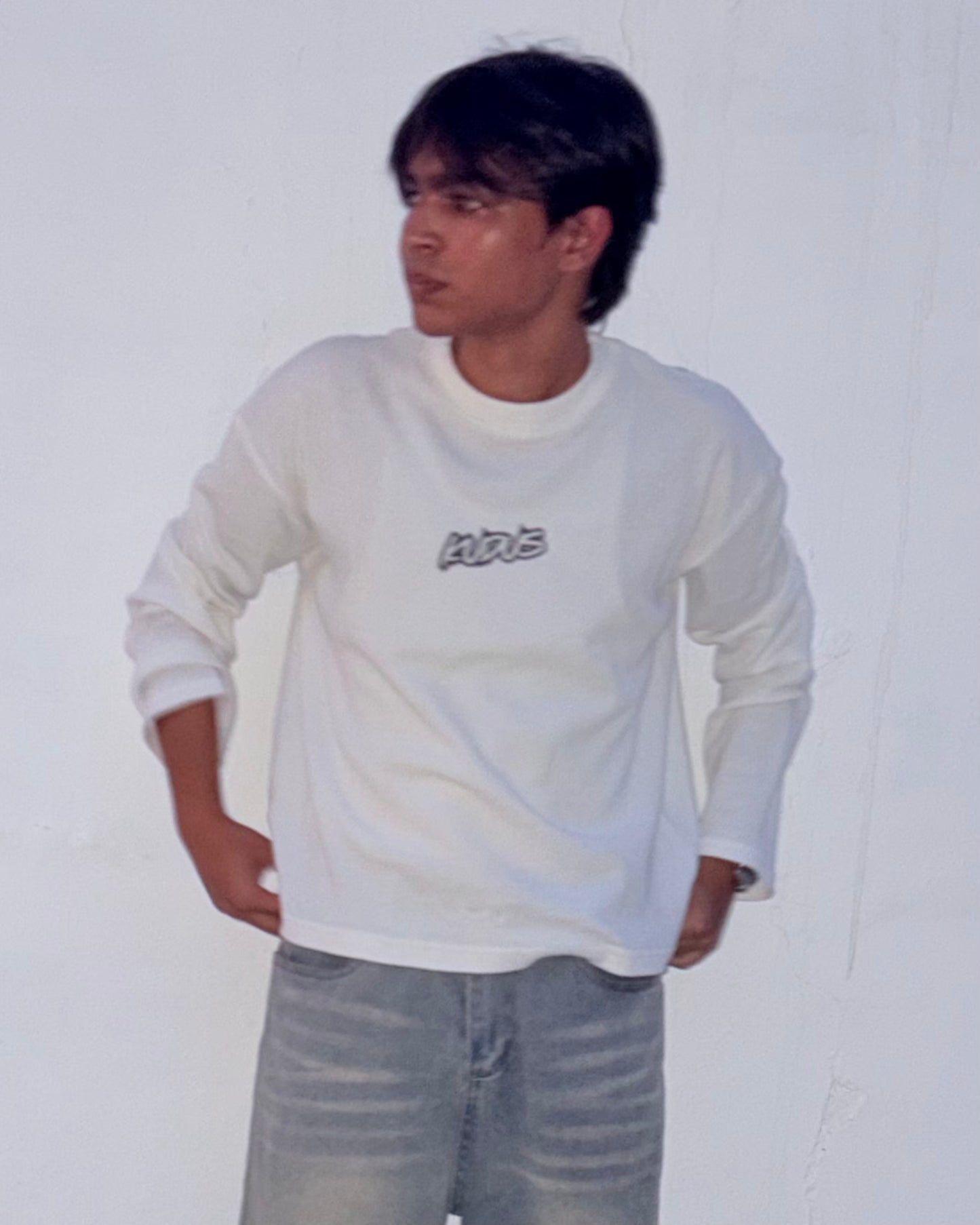 Caution White Waffle Knit