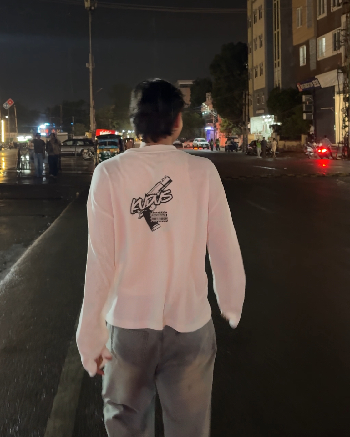 Caution White Waffle Knit