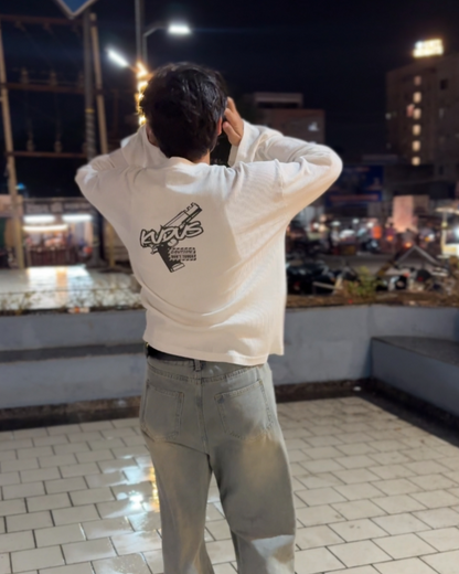 Caution White Waffle Knit