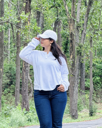 White Light Weight Henley Tee