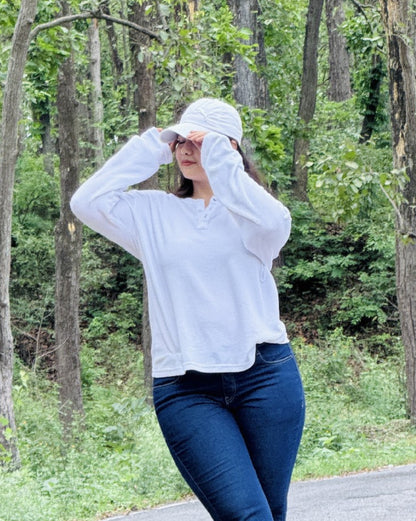 White Light Weight Henley Tee