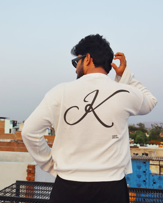 Bold K White Waffle Knit