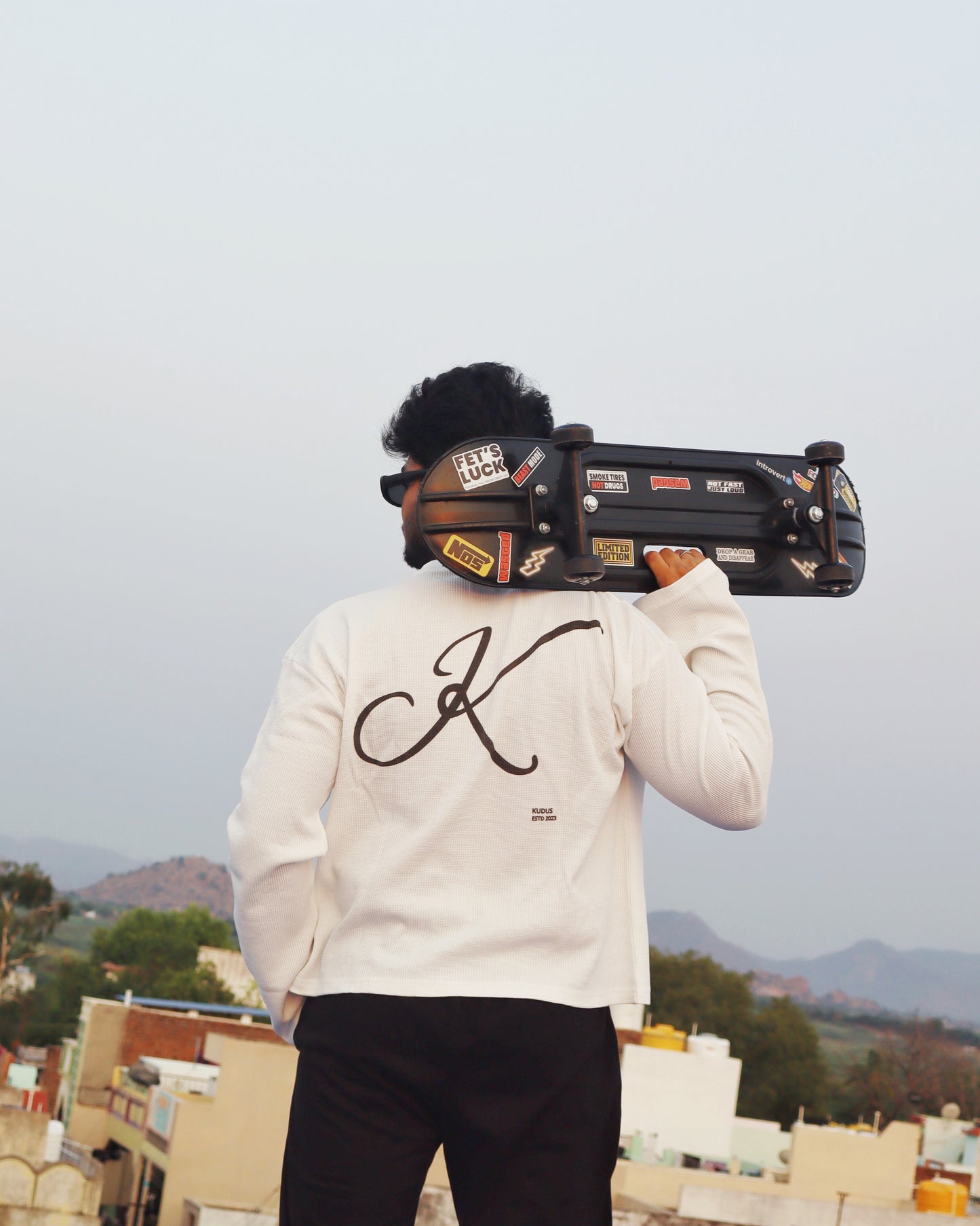Bold K White Waffle Knit