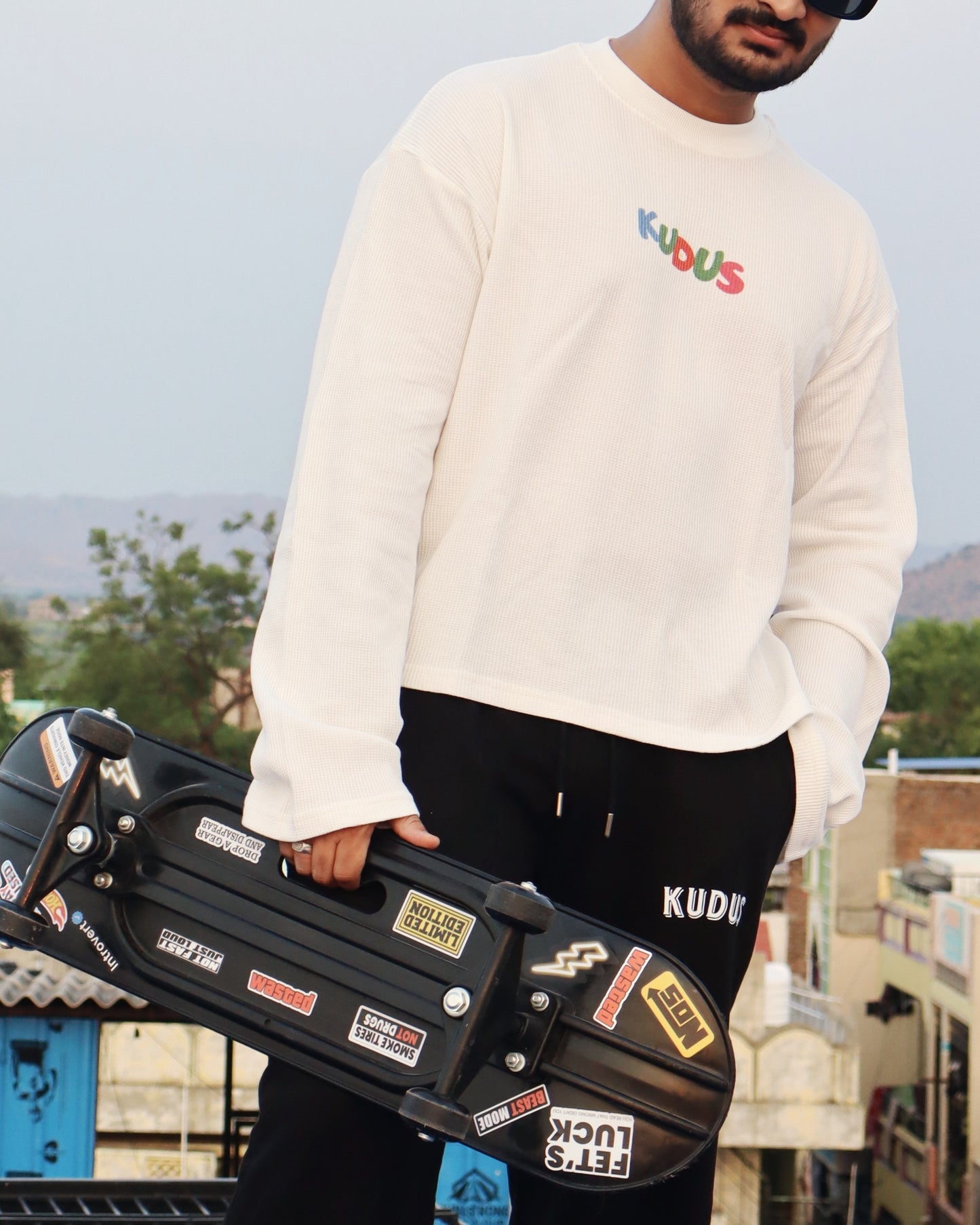Bold K White Waffle Knit