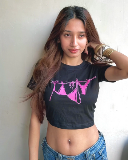 BIKINI Printed Baby Tee (Black)