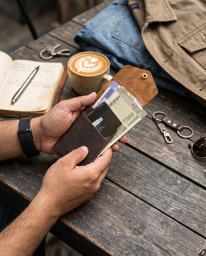 Slim Flip Genuine Leather Wallet [ No brandings/ No logos. Just What you needed a Leather Wallet ]