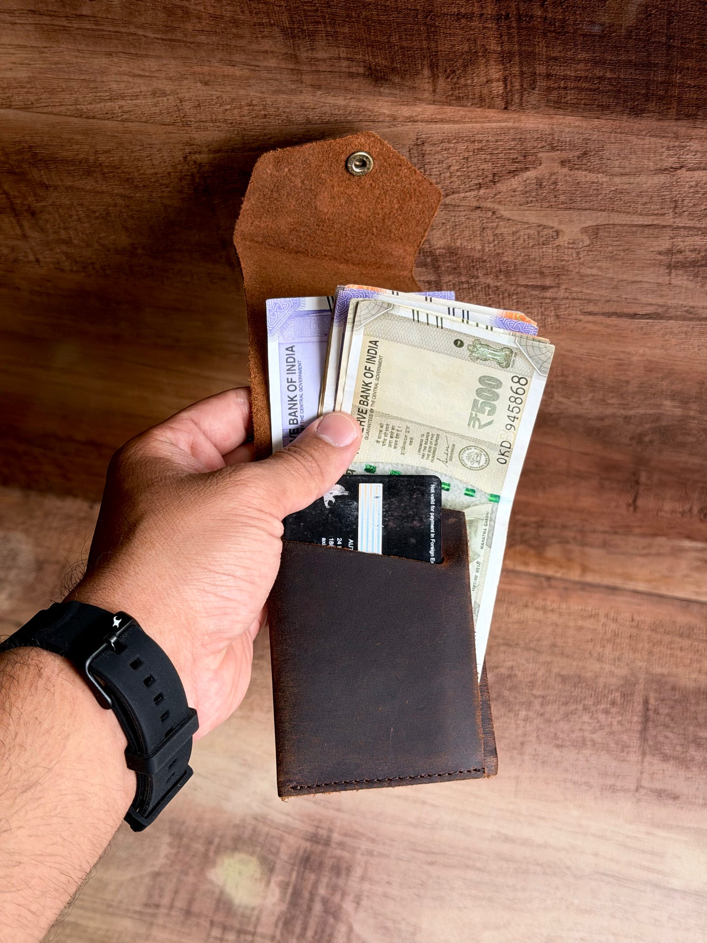 Slim Flip Genuine Leather Wallet [ No brandings/ No logos. Just What you needed a Leather Wallet ]
