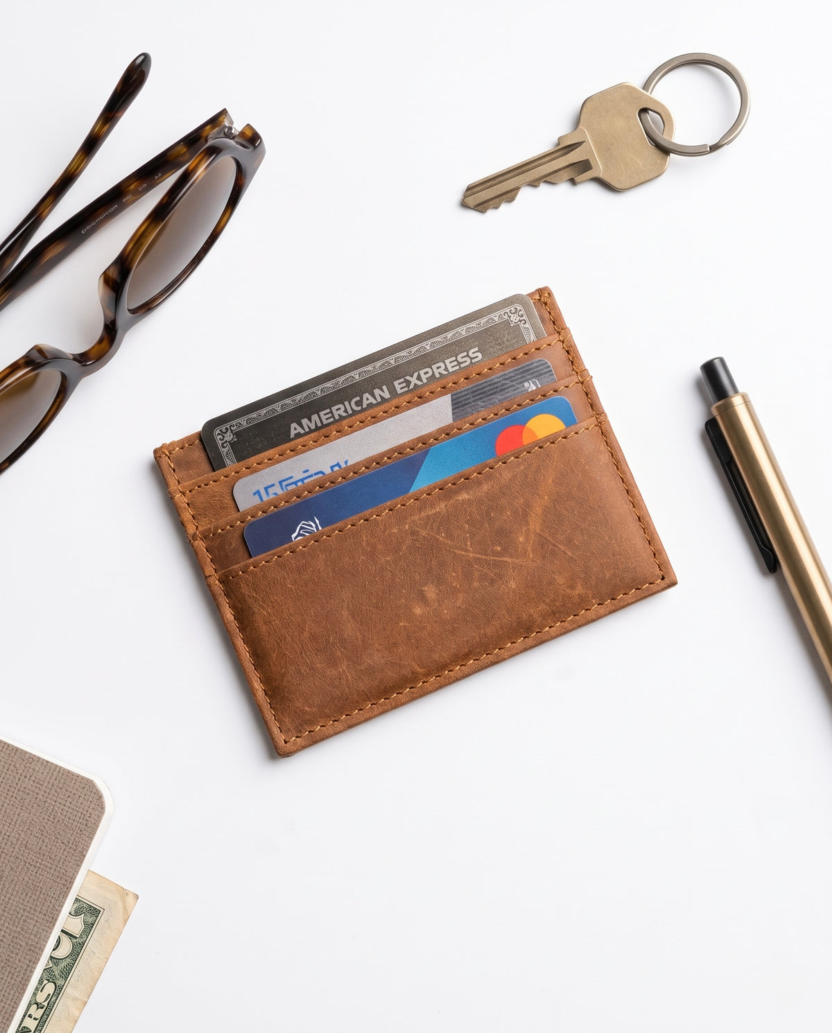 Genuine Leather - Tan Card Holder