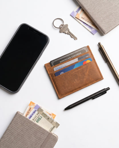 Genuine Leather - Tan Card Holder