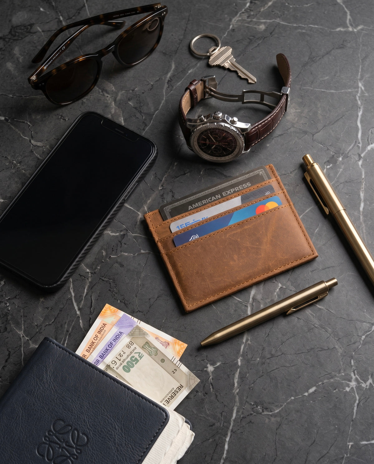 Genuine Leather - Tan Card Holder