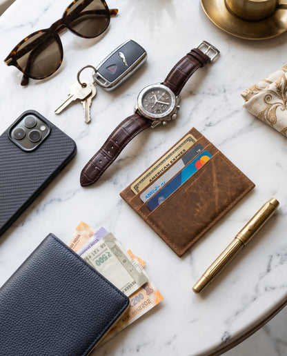 Genuine Leather - Tan Card Holder