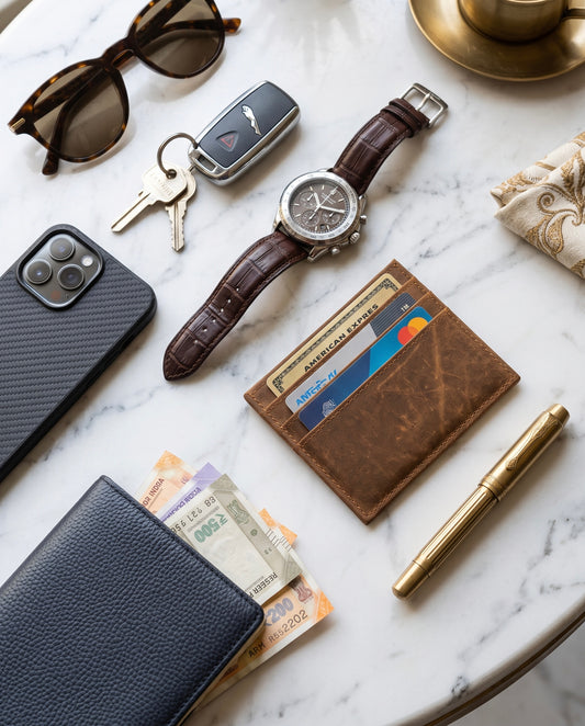Genuine Leather - Tan Card Holder