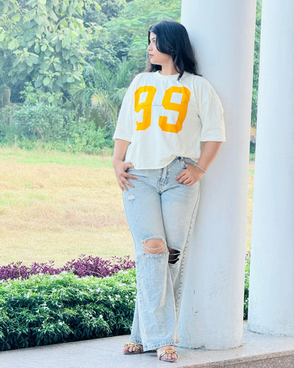99 Boxy Fit Off White Tee [ Unisex ]