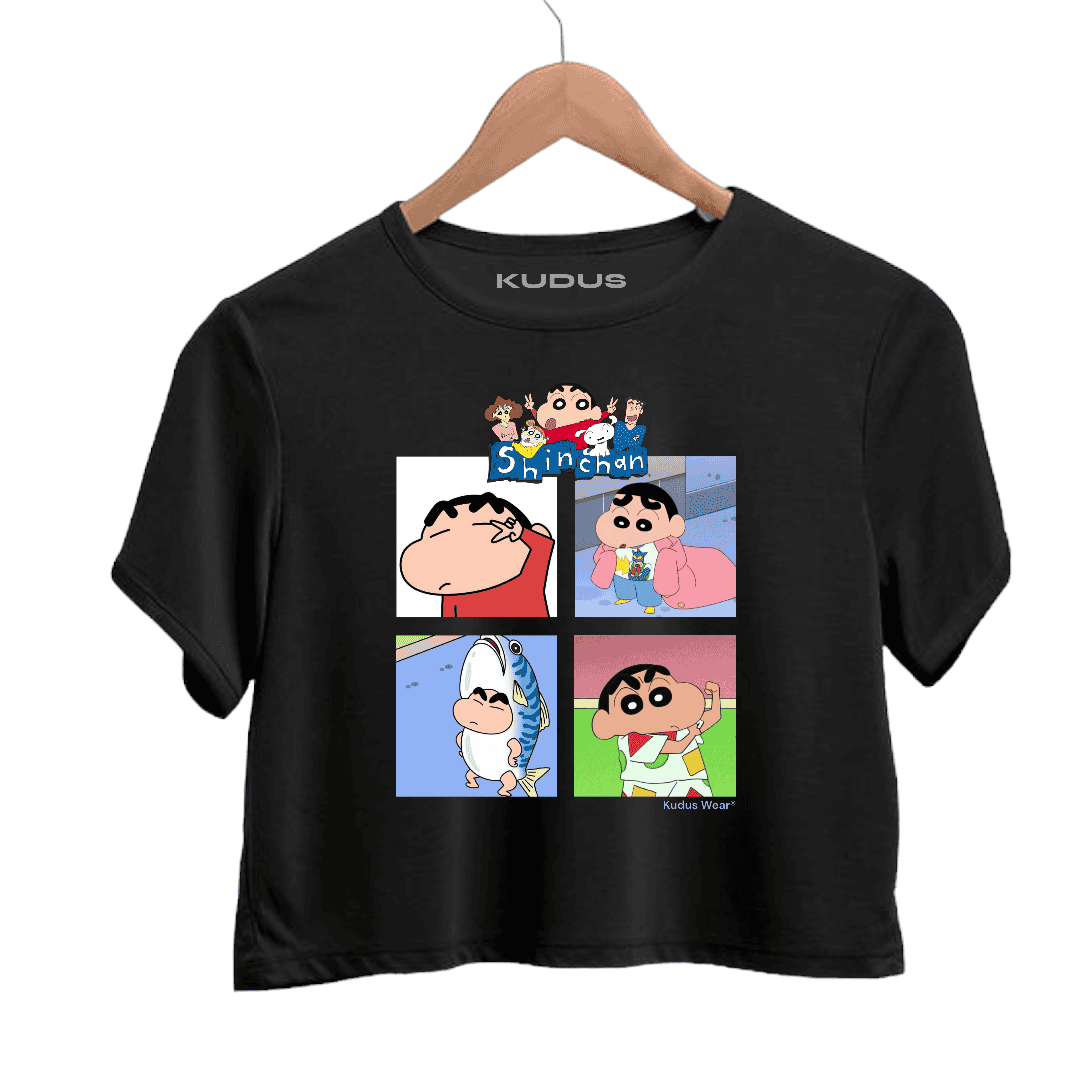 Shinchan Black Crop Top