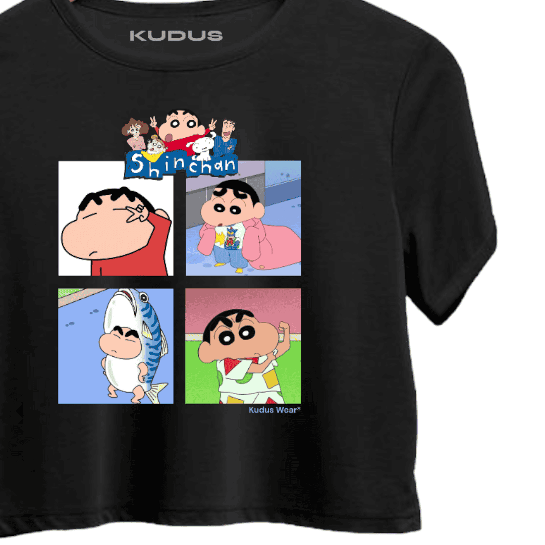 Shinchan Black Crop Top