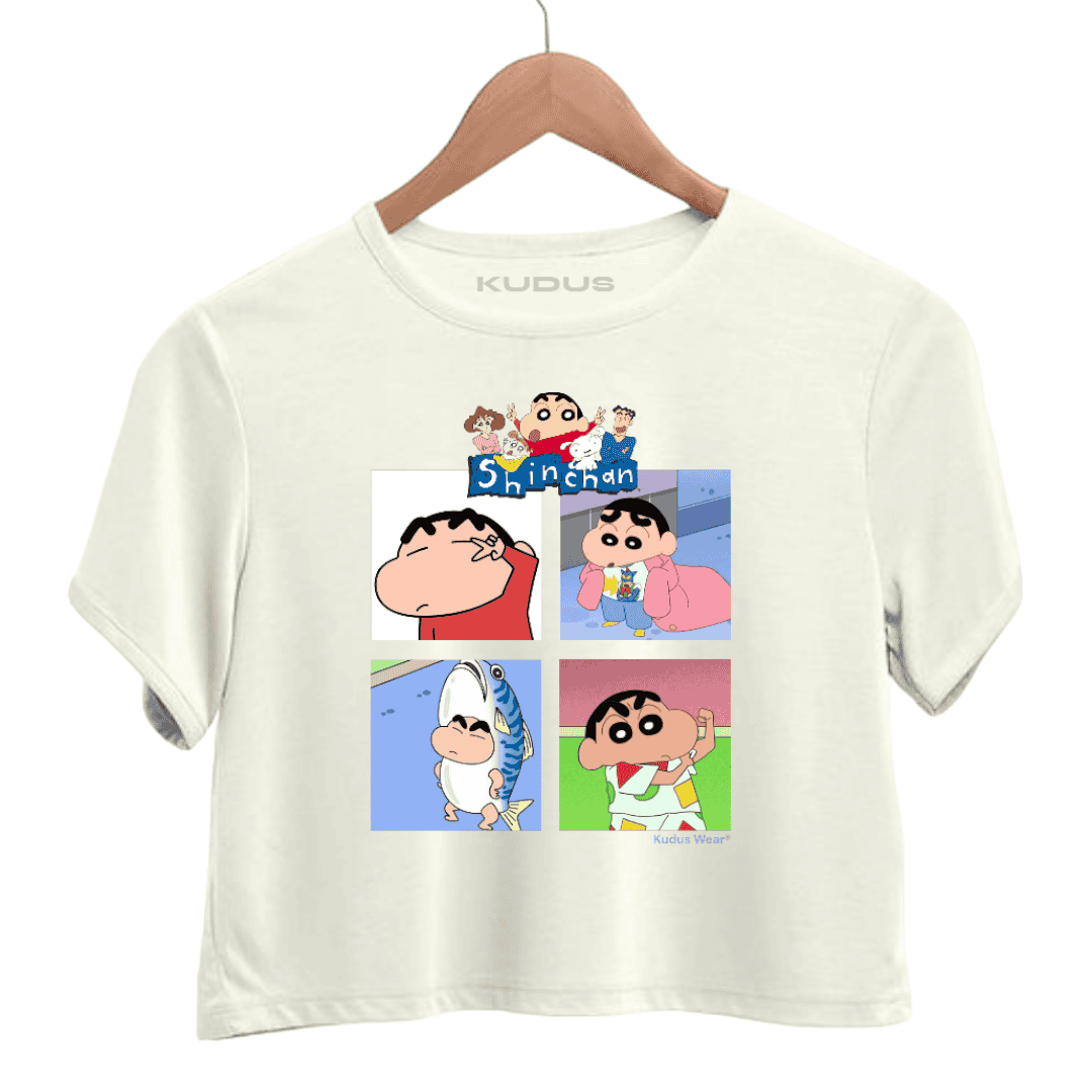 Shinchan White Crop Top