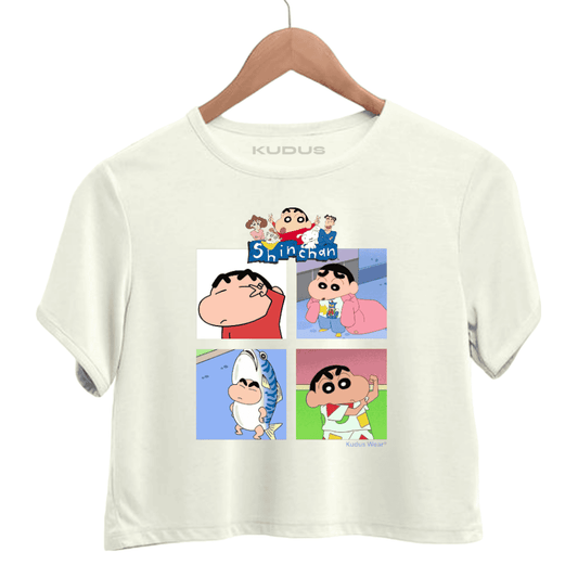 Shinchan White Crop Top