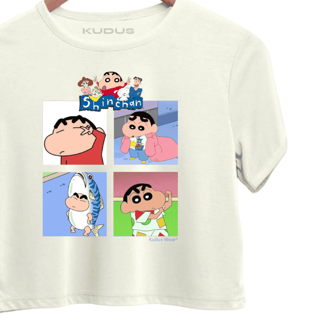Shinchan White Crop Top