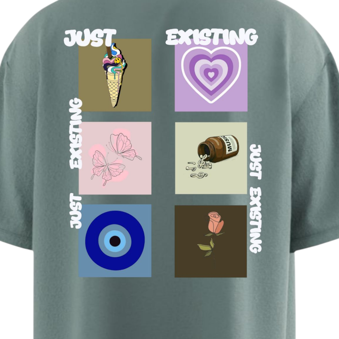 Just Existing Greyish Heavy Weight Oversized T-shirt
