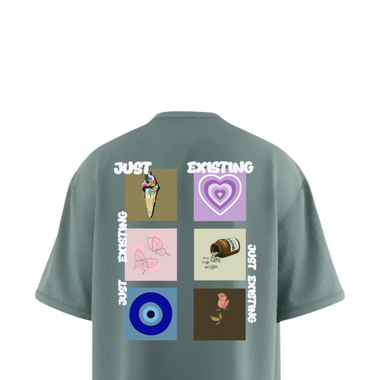 Just Existing Greyish Heavy Weight Oversized T-shirt